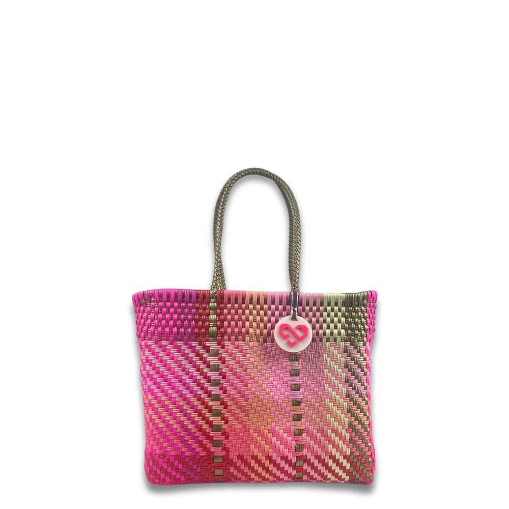 NEW MARIA VICTORIA women's handwoven recycled plastic small tote bag in donna